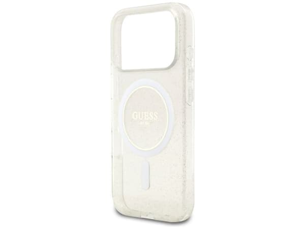 Guess IML Glitter Pearl Strap MagSafe-etui til iPhone 17 Pro - transparent