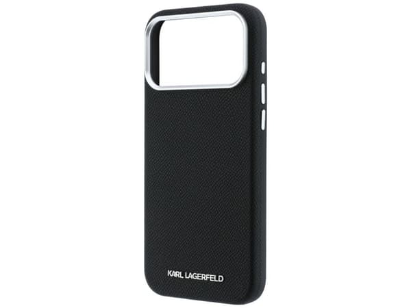 Karl Lagerfeld Grained Elongated Logo MagSafe Case for iPhone 17 Pro Max / 18 Pro Max - Black