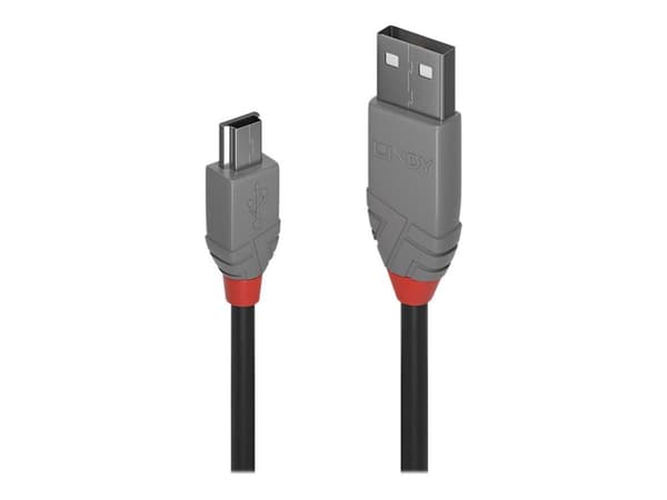 Lindy 36725, 5 m, USB A, Mini-USB B, USB 2.0, 0,48 Gbit/s, Musta