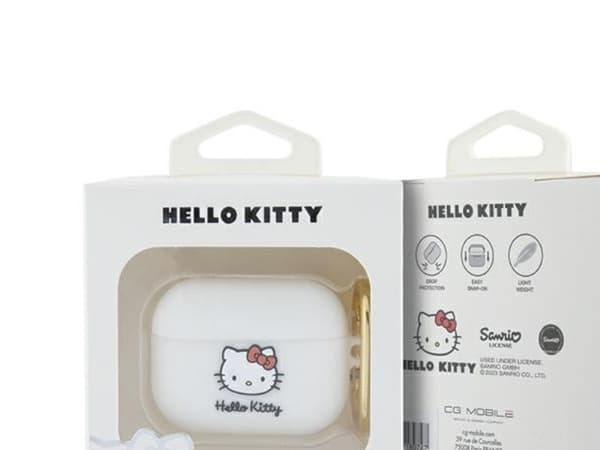 Hello Kitty silikon 3D Kitty-hode-deksel til AirPods Pro - hvit