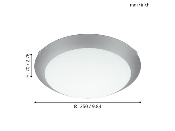 EGLO MARS 1 PLAFOND M/SILVER KANT