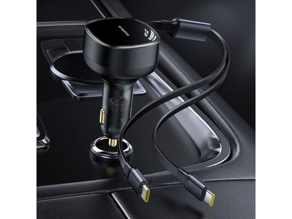 Baseus Enjoyment Retractable 2-i-1 bil-lader C+C 33W Cluster Black