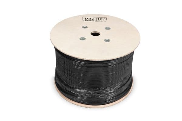 DIGITUS - Samlet kabel - 1000 m - SFTP, PiMF - CAT 7 - utendørs, solid - svart, RAL 9005