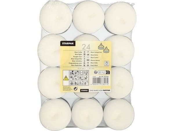 Papstar 90346, Rund, Hvit, 10 timer, 24 stykker