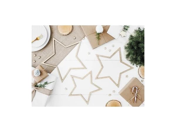 Trästjärnor med guldglitter