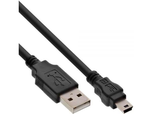 InLine 3m USB 2.0, 3 m, USB A, Mini-USB B, Hanstik/Hanstik, 480 Mbit/s, Sort
