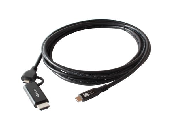 Equip 128435, 1 m, USB Type-C, HDMI + USB Type-C, Hankjønn, Hankjønn, Rett
