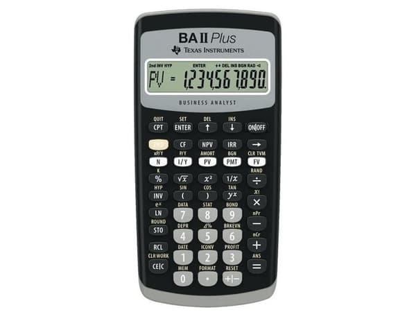 Finansregner Texas BA-II Plus, sort, 10 cifre