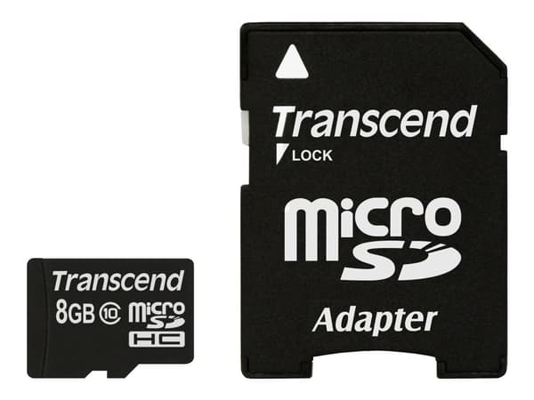 Transcend Premium - Flashminnekort (microSDHC til SD-adapter inkludert) - 8 GB - Class 10 - 133x - microSDHC