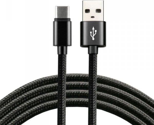 USB cable - USB-C everActive CBB-2CB 2m with support for fast charging up to 3A black