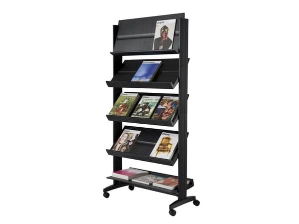 Brochurestativ paperflow easydisplays, bred hylde, sort
