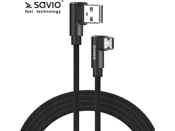 Savio CL-162, 2 m, Micro-USB A, USB A, 0,48 Gbit/sek., Svart