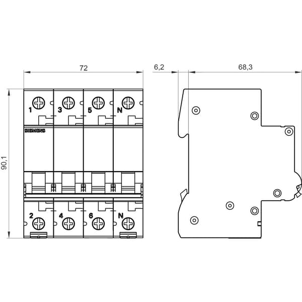 Automatsikring C 25A 3P+N 6kA 5SL6625-7