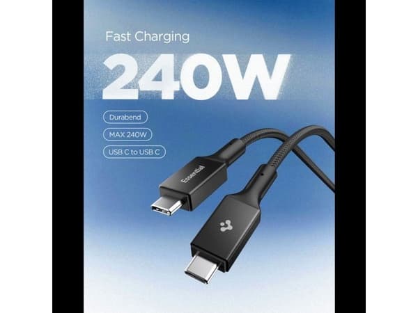 Spigen Essential EB24015CC USB-C til USB-C 240W kabel 150 cm - svart