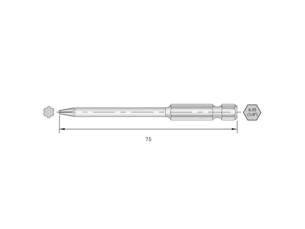 Bernstein Tools for Electronics 6-IP25-75 Torx-bit HRC-stål Højlegeret E 6.3 6 stk