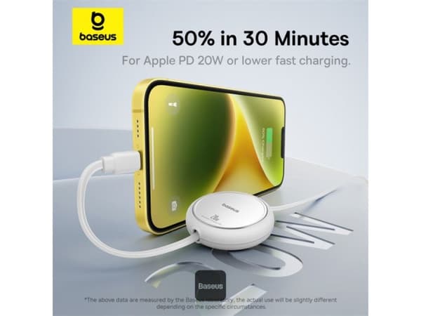 Baseus P10364501211-00, 1 m, Lightning, USB C, Hankjønn, Hankjønn, Hvit