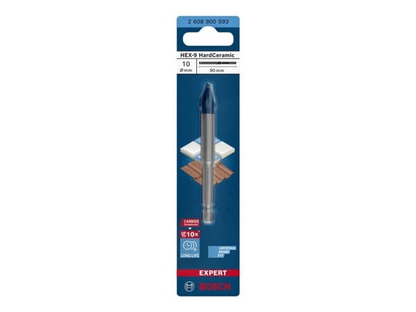 Bosch Expert HEX-9 HardCeramic - Bor - for soft tile, hard tile - 10 mm - lengde: 90 mm