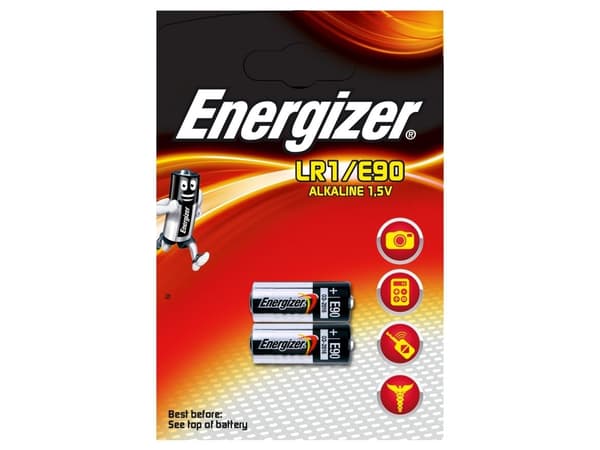 Batteri, Energizer Alkaline, LR1/E90, 1,5 V, 2 stk