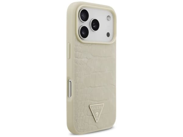 Etui Guess Croco Triangle Logo MagSafe do iPhone 17 Pro zloty