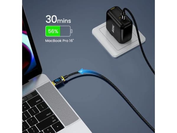 AOHI USB Cable AOHI AOC-L010 USB-C to USB-C Cable 100W 1.2m with Display (Black)
