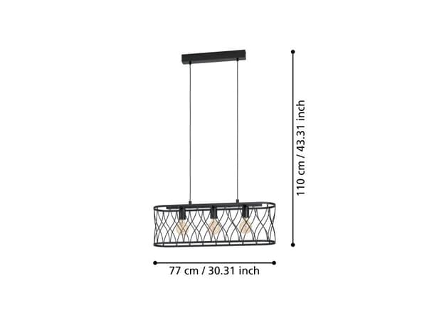 EGLO GILTSPUR PENDEL 3XE27 L770 SORT