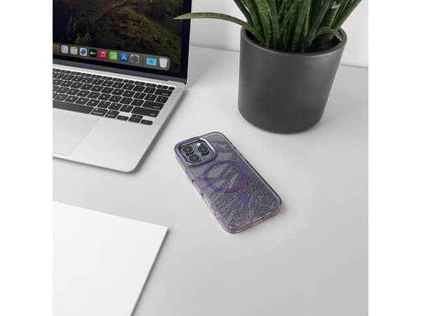 Glitter MagSafe-etui til iPhone 16 Plus - lilla med glitter