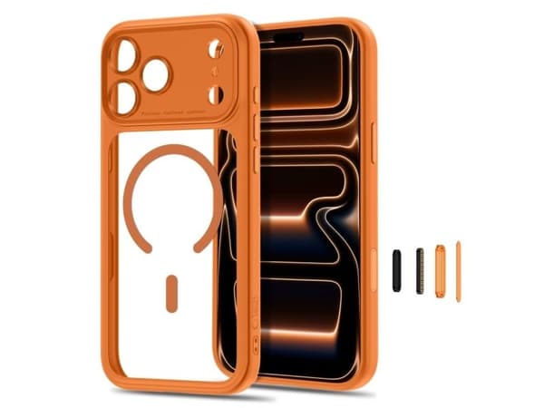 Tech-Protect MagPeak MagSafe CC Case for iPhone 18 Pro / 17 Pro - Transparent Orange