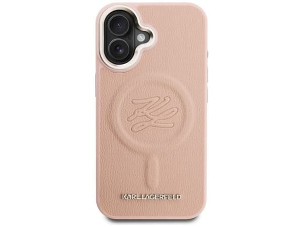 Karl Lagerfeld Initial &amp; Metal Logo MagSafe iPhone 16 Case - Pink