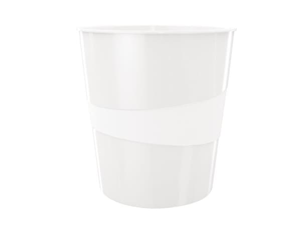 Leitz WOW - Avfallskurv - 15 L - håndtak - polypropylen (PP), polystyren - perlehvit
