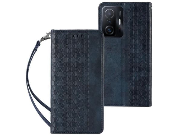Magnetstropp-deksel til Xiaomi Redmi Note 11 Pro - lommebokdeksel + mini lanyard-anheng - blå