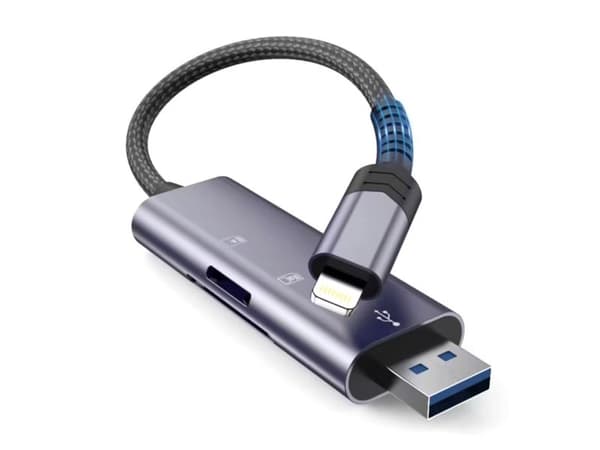 Tech-Protect UltraBoost SD/micro SD-kortleser med Lightning / USB-A - grå