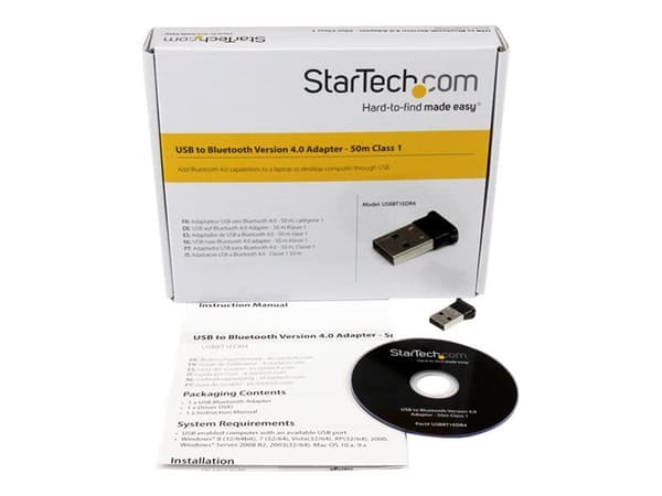 Startech Bluetooth Adapter - Mini Bluetooth 4.0 USB Adapter - 50m/165ft Wireless Bluetooth Dongle - Smart Ready LE+EDR (USBBT1EDR4) - Nettverksadap...