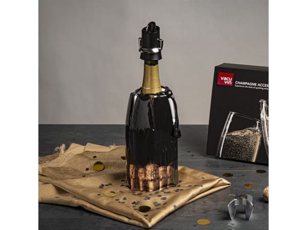 Vacu Vin Champagne Saver, Sort, Sølv