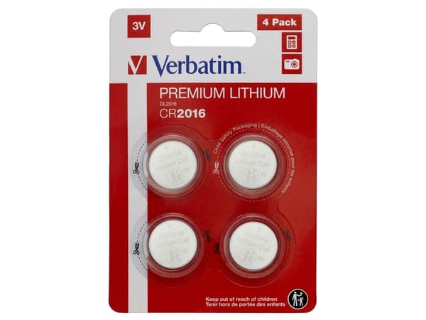 Verbatim - Batteri 4 x CR2016 - Li