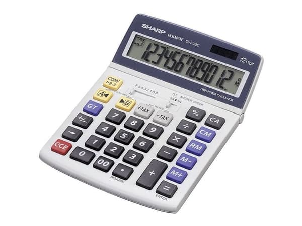 Sharp EL-2125C - Skrivebordskalkulator - 12 sifre - batteri, solpanel