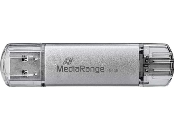 MediaRange combo - USB flash-enhet - 64 GB - USB 3.1 / USB-C - silver