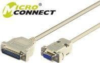 MicroConnect - Seriell- / parallellkabel - DB-9 (hunn) til DB-25 (hann) - 3 m - grå