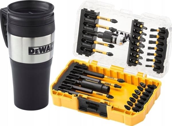 DEWALT 32-delars tillbehörssats FlexTorq + kopp termomugg