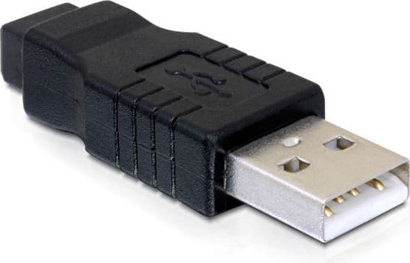 DeLOCK Gender Changer, mini USB-B 5-pin, USB-A, Musta