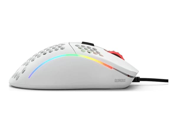 Glorious Model D - Mus - optisk - 6 knapper - kablet - USB 2.0 - matt hvit