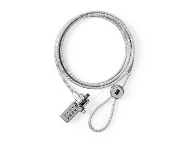 Nedis Notebook Lock - Säkerhetskabel - silver - 1.8 m