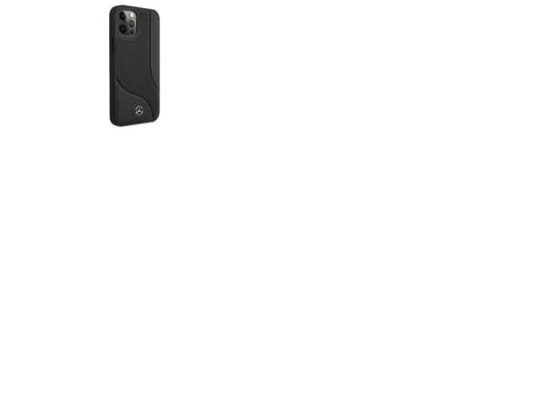 Mercedes lær perforert deksel for iPhone 12 Pro Max - svart