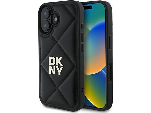DKNY DKHCP16SPQDSLK iPhone 16 6,1" svart Quilted Stack Logo