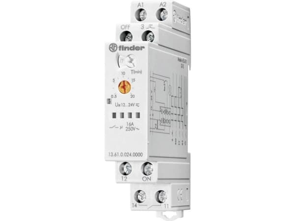 Kiprelæ elektronisk, multifunktion, 1 slutte, 16A, 12-24V AC/DC