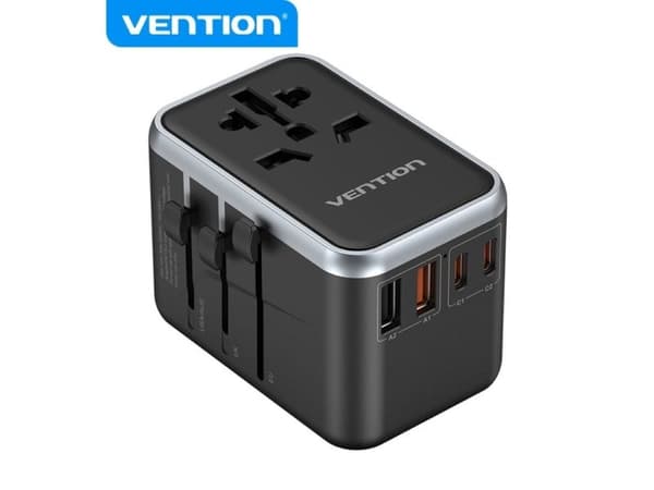 Vention FJFB0 GaN 2xUSB-C 2xUSB-A Universal Travel Adapter 65W (black)
