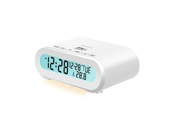 Klockradio Temp/fuktighet USB-C/Batteridrift Vit
