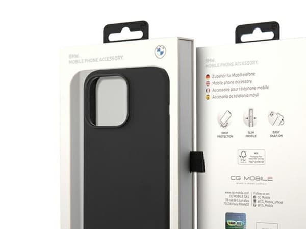 BMW silikone metall-logo skydd till iPhone 14 Pro - sort