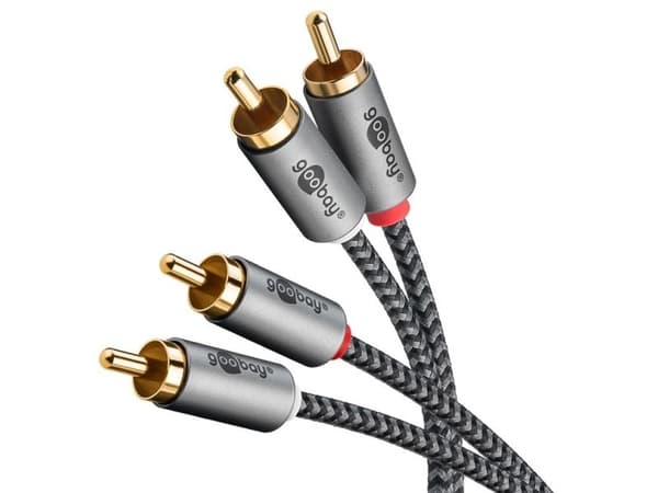 Goobay 65294, 2 x RCA, Hankjønn, 2 x RCA, Hankjønn, 3 m, Sort, Sølv