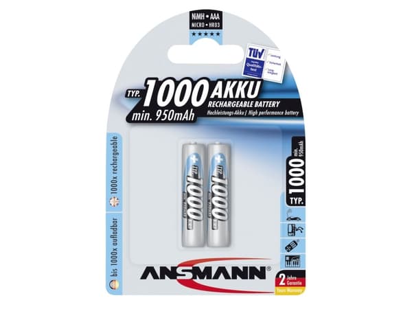 ANSMANN Energy Micro - Batteri 2 x AAA - NiMH - (ladbare) - 1000 mAh