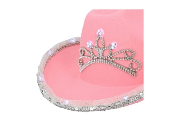 Pink cowboyhat med LED lys, barn